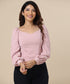 Sweetheart Neck Lantern Sleeve Pastel Top